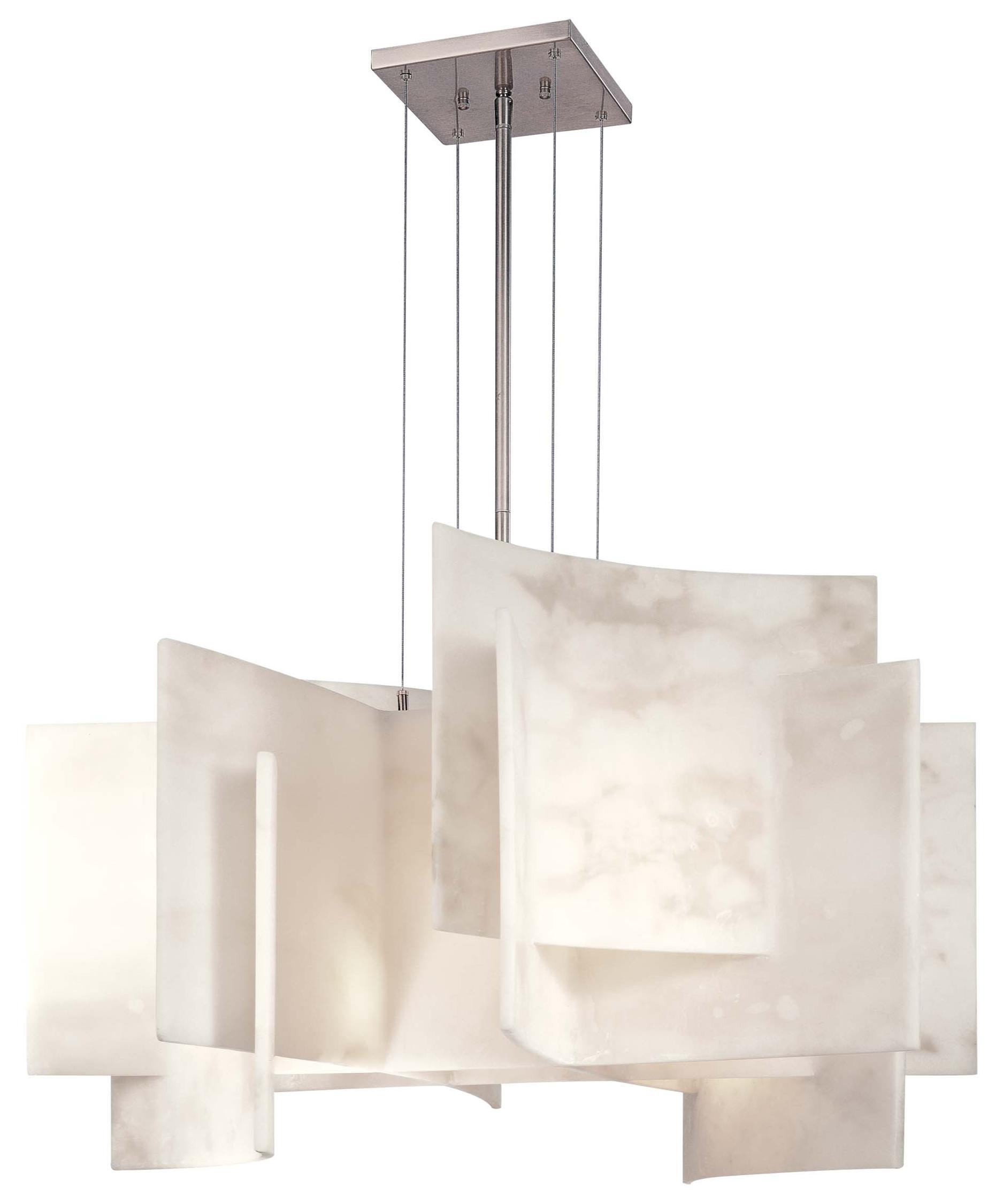 Kovacs Alabaster 30 Inch Wide 5 Light Large Pendant Capitol Shown In Brushed Nickel Finish And Alabaster Dust Glass