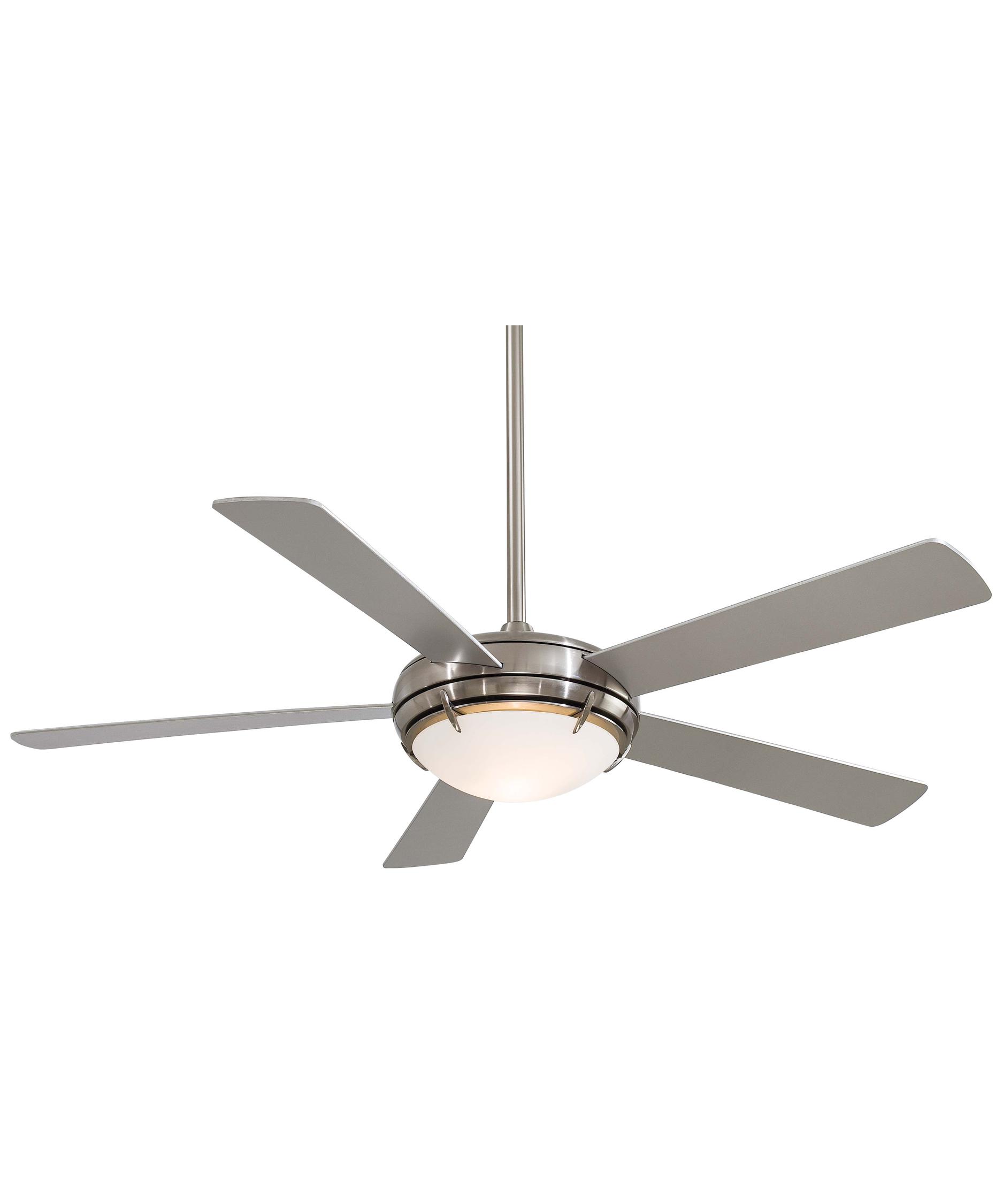 Minka Aire F603 Como 54 Inch 5 Blade Ceiling Fan Capitol Shown In Brushed Nickel Finish And Satin White Opal Glass