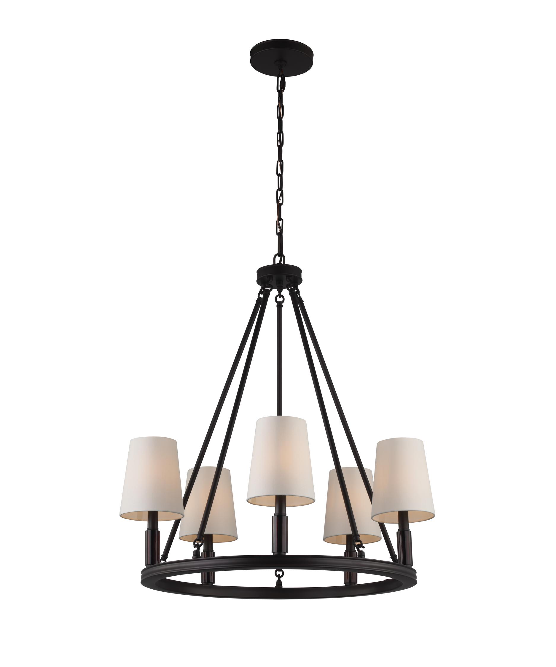 Murray Feiss F2922 5 Lismore 28 Inch Wide Light Chandelier Shown In Oil Rubbed Bronze Finish And Ivory Shade
