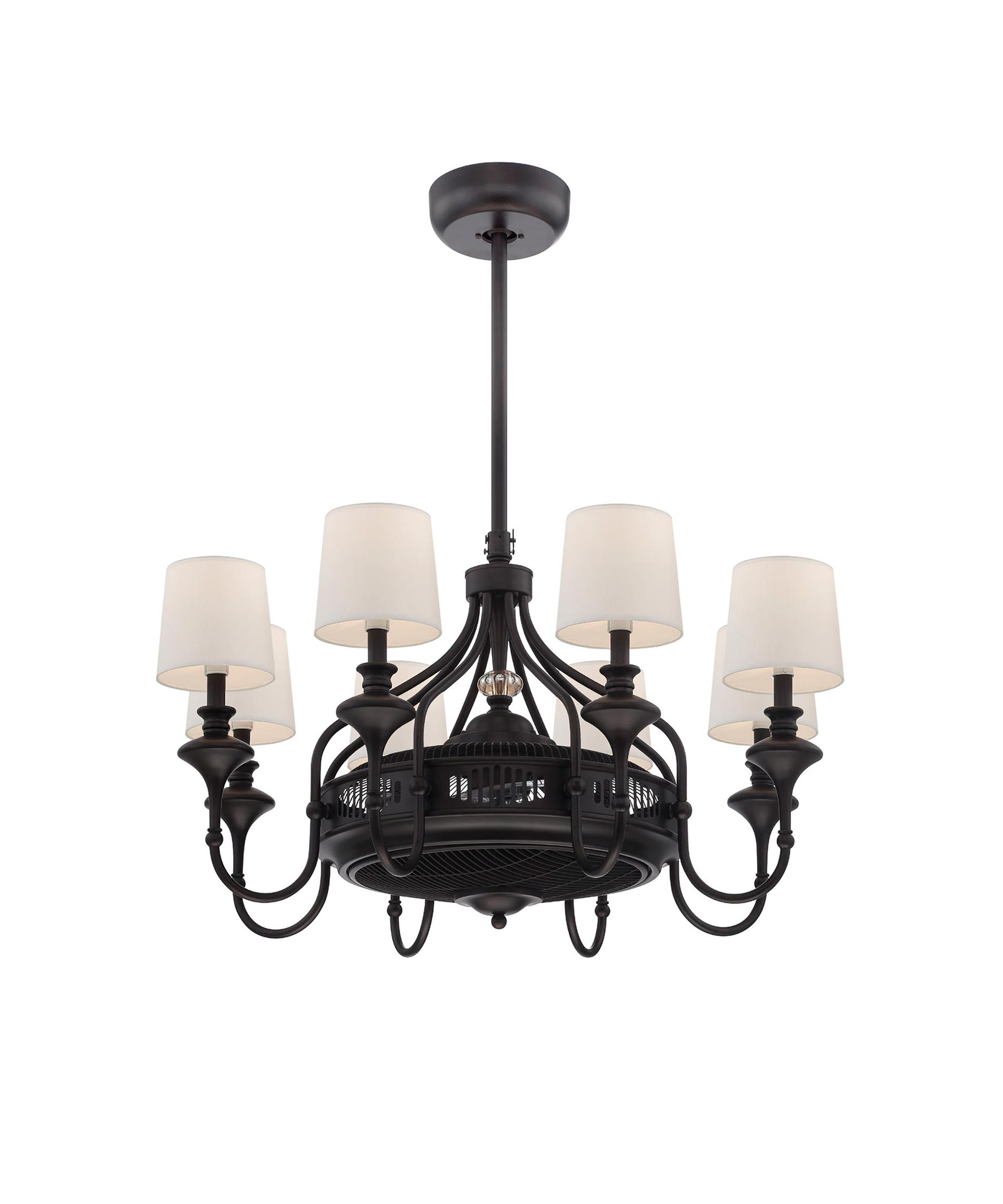 Savoy House Brisa 34 Inch Chandelier Ceiling Fan Capitol Shown In English Bronze Finish And Off White Shade
